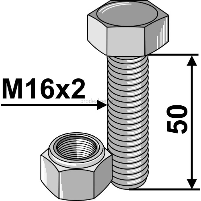 Boulon à tête hexagonale à filet partiel adaptable avec écrou freinage  interne - 12.9 - M14 x 2 x 130 mm - boulonnerie Universelle