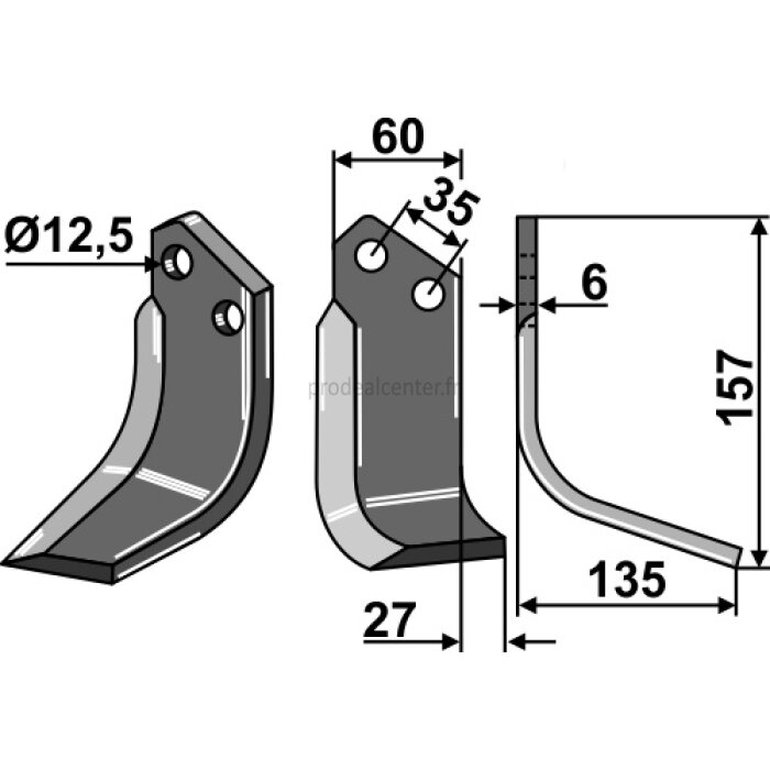 bras d'essuie-glace coudé à gauche fixation plate (275 mm)