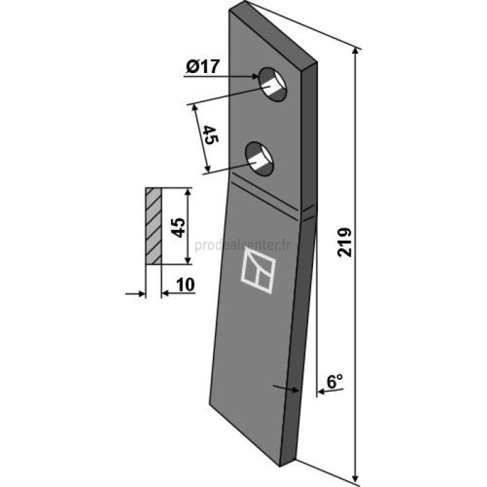 Couteau droit 219 x 45 x 10 mm épandeur et évacuateur Bergmann (10-44-0048, 608020196)-1830806_copy-31