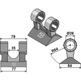 Marteau de broyeur Bomford (03.958.01, 46402.01) 77 x 79 x 26 mm adaptable-1828356_copy-20